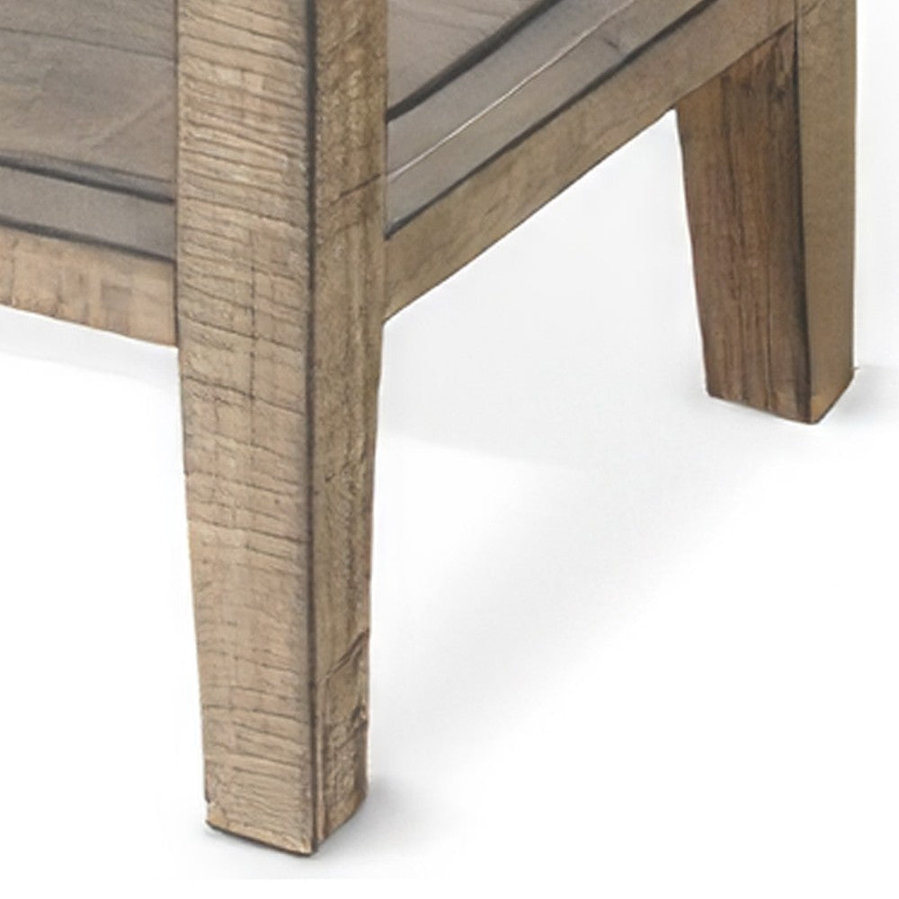 Rena Side End Table 2 Drawers 1 Shelf 28’’ Light Brown Mahogany