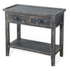 Rena Side End Table 2 Drawers 1 Shelf 28’’ Rustic Black Mahogany
