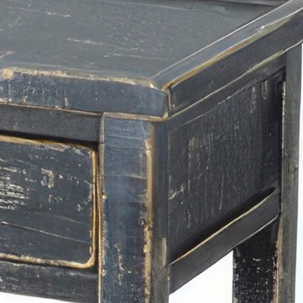 Rena Side End Table 2 Drawers 1 Shelf 28’’ Rustic Black Mahogany
