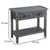 Rena Side End Table 2 Drawers 1 Shelf 28’’ Rustic Black Mahogany