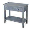 Rena Side End Table 2 Drawers 1 Shelf 28’’ Rustic Blue Mahogany BM325347