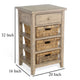 Rena End Table 3 Natural Rattan Storage Baskets 20’’ Brown Wood BM325350