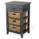 Rena End Table 3 Natural Rattan Storage Baskets 20’’ Black Wood