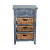 Rena End Table 3 Natural Rattan Storage Baskets 20’’ Ocean Blue Wood BM325352