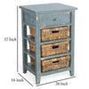 Rena End Table 3 Natural Rattan Storage Baskets 20’’ Sea Green Wood BM325353