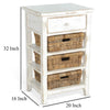 Rena End Table 3 Natural Rattan Storage Baskets 20’’ Sand White Wood BM325354