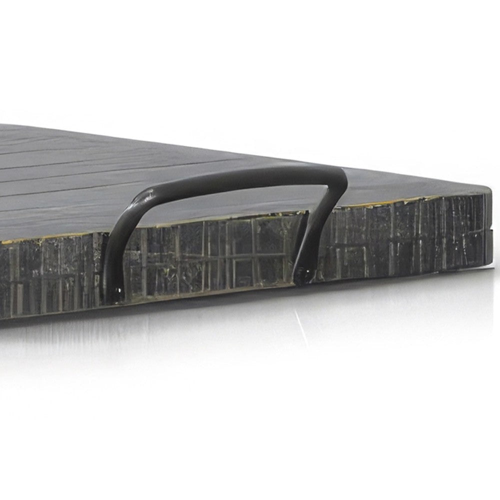 Rena Ottoman Tray with Metal Handles 17’’ Black Sand Mahogany Wood