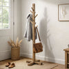 Rena Coat, Hat Rack Stand, 8 Wood Stems, 72" Light Brown Mahogany Wood