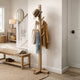 Rena Coat, Hat Rack Stand, 8 Wood Stems, 72" Light Brown Mahogany Wood
