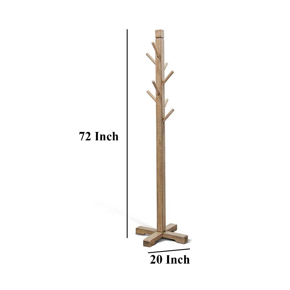 Rena Coat Hat Rack Stand 8 Wood Stems 72’’ Light Brown Mahogany Wood