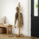 Rena Coat, Hat Rack Stand, 8 Wood Stems, 72" Light Brown Mahogany Wood