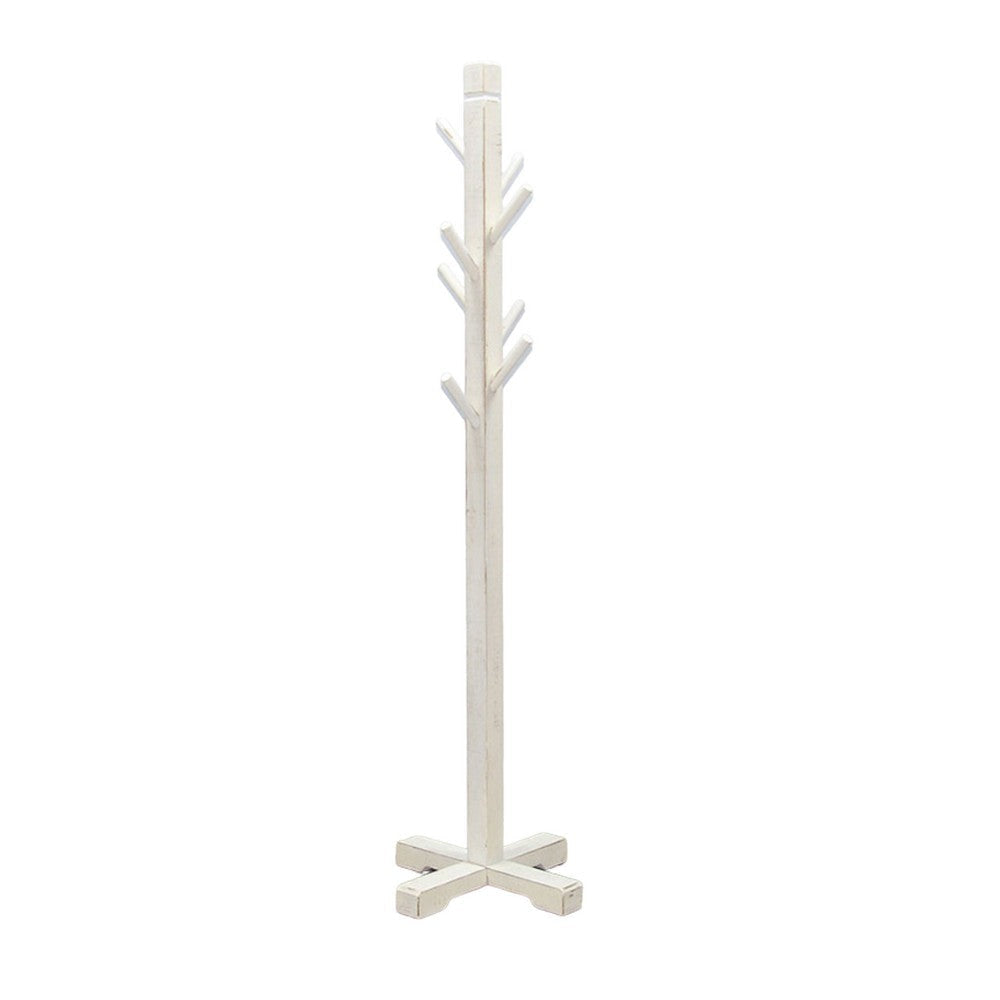 Rena Coat Hat Rack Stand 8 Wood Stems 72’’ Rustic White Mahogany