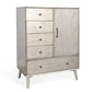 Amy Tall Dresser Chest with 5 Drawers, Angled Legs, Gray Mindi Wood