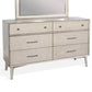 Amy Wide Dresser Chest with 6 Drawers, Angled Legs, Gray Mindi Wood