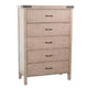 Desy Tall Dresser Chest with 5 Drawers Light Brown Mahogany Wood BM325371