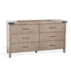 Desy Wide Dresser Chest with 6 Drawers, Light Brown Mahogany Wood