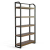 Yael Bookcase, 5 Brown Mahogany Shelves and Black Metal Frame, 72"