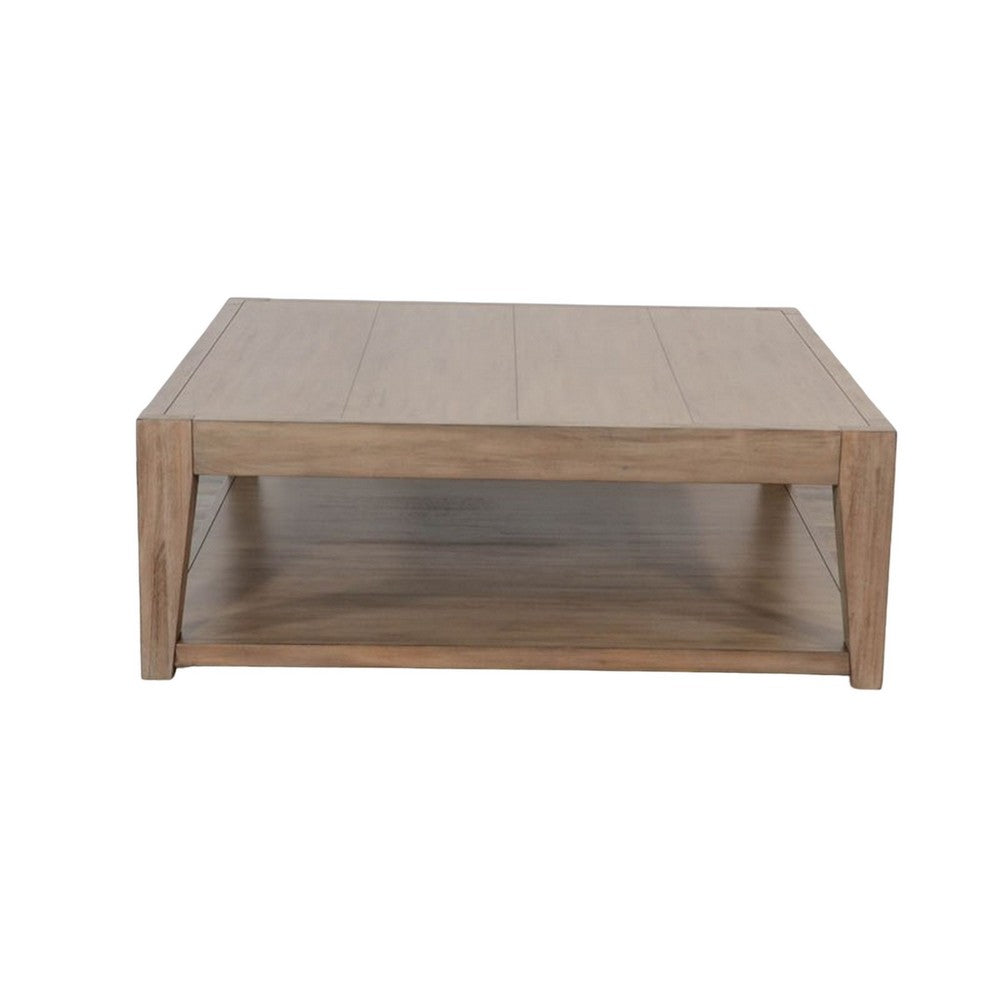 Yael Coffee Table with Caster Wheels, 48" Light Brown Mahogany