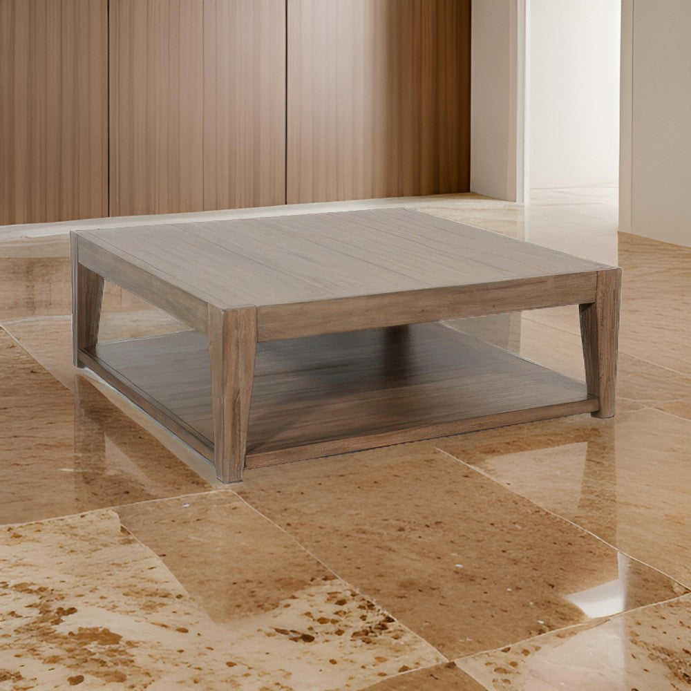 Yael Coffee Table with Caster Wheels, 48" Light Brown Mahogany