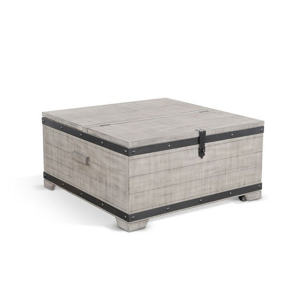 Nelly 35’’ Square Coffee Table w Casters Lift Top Gray Mahogany Wood BM325388