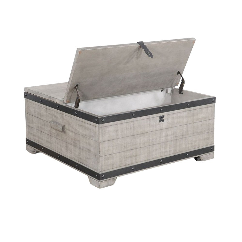 Nelly 35’’ Square Coffee Table w Casters Lift Top Gray Mahogany Wood BM325388