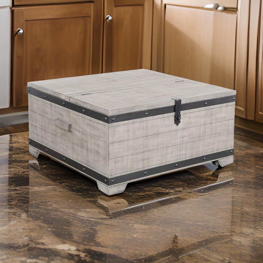 Nelly 35" Square Coffee Table w Casters, Lift Top, Gray Mahogany Wood