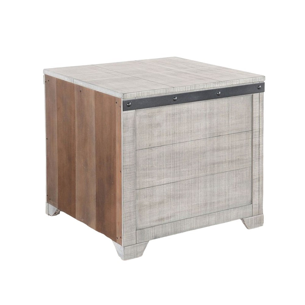 Nelly Side End Table 1 Drawer and Shelf 24’’ Gray Mahogany Wood BM325390