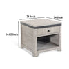 Nelly Side End Table 1 Drawer and Shelf 24’’ Gray Mahogany Wood BM325390