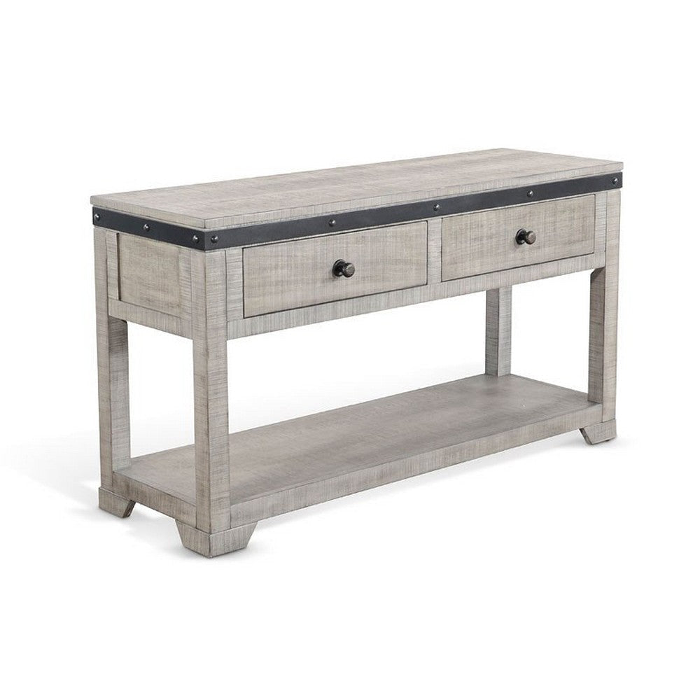 Nelly Sofa Table, Drawer and Shelf, Black, 48" Gray Mahogany Wood