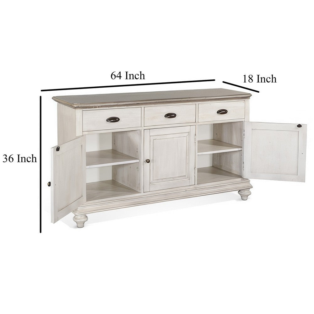 Sain Sideboard Buffet Console 3 Doors 64’’ Taupe White Mahogany BM325392