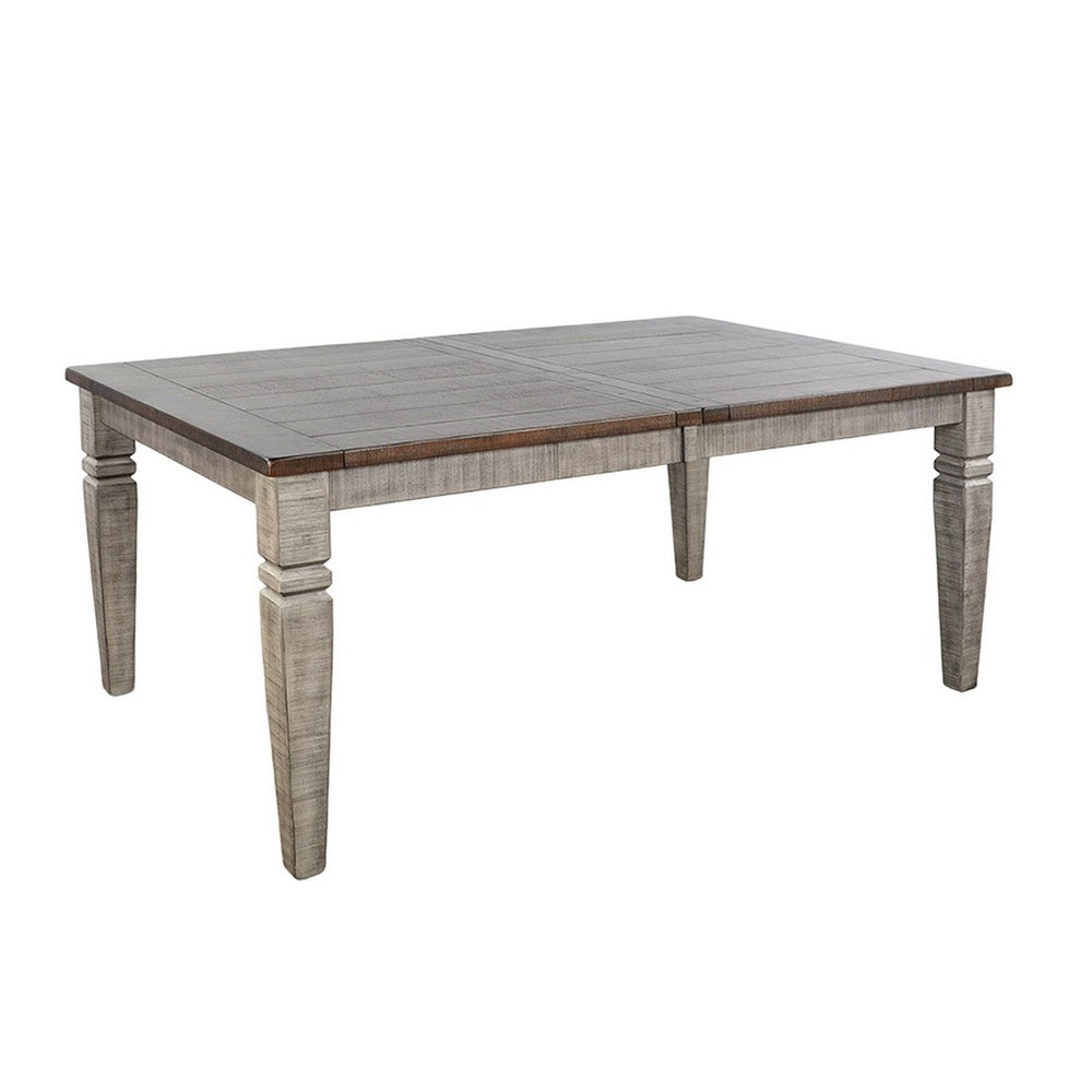 Camie Dining Table Extendable 66-90" Dark Brown Gray Mahogany Wood
