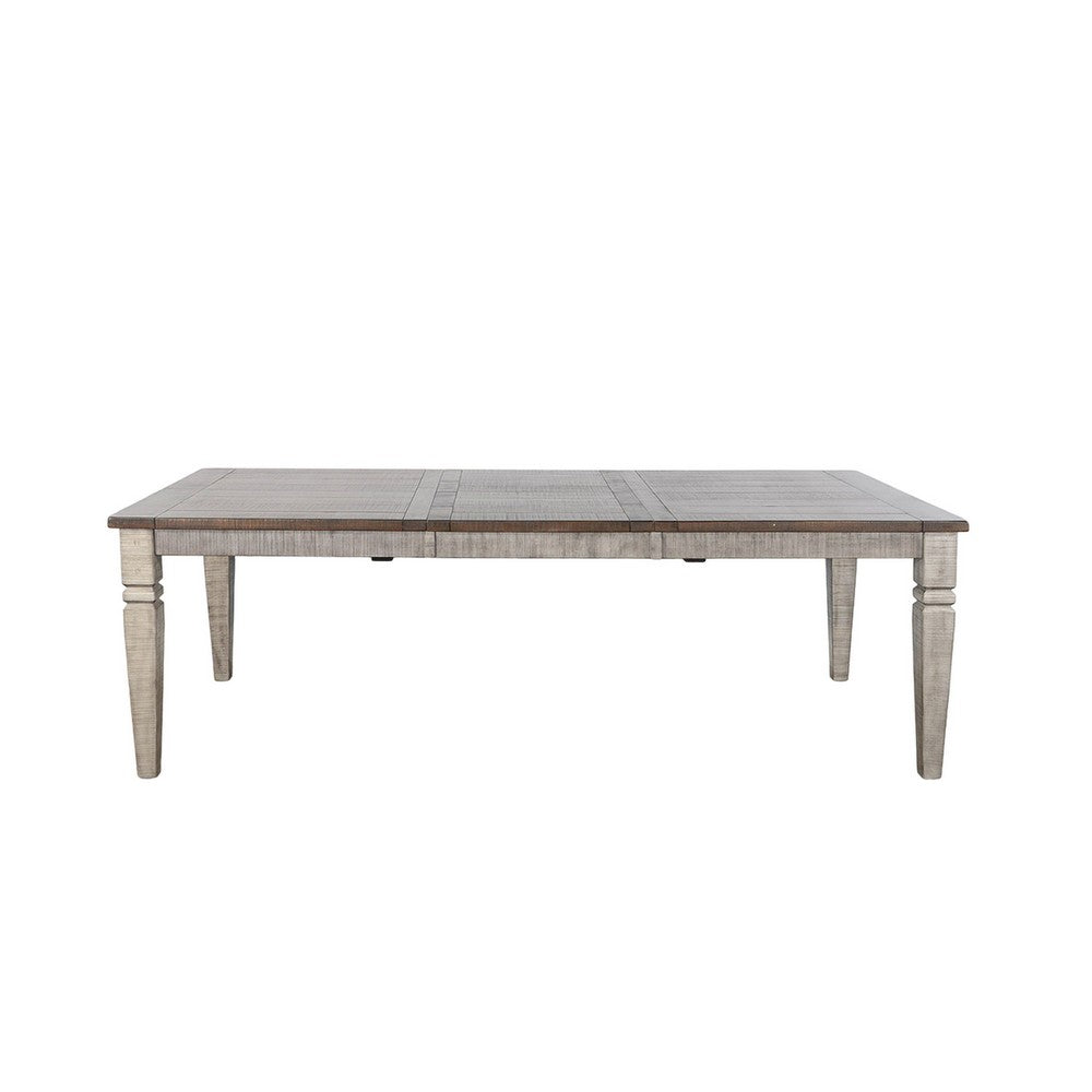 Camie Dining Table Extendable 66-90" Dark Brown Gray Mahogany Wood