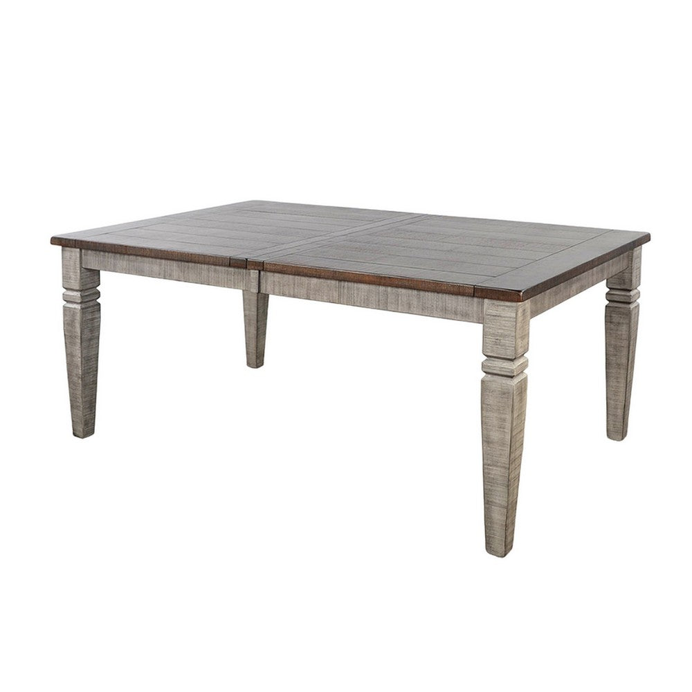 Camie Dining Table Extendable 66-90" Dark Brown Gray Mahogany Wood
