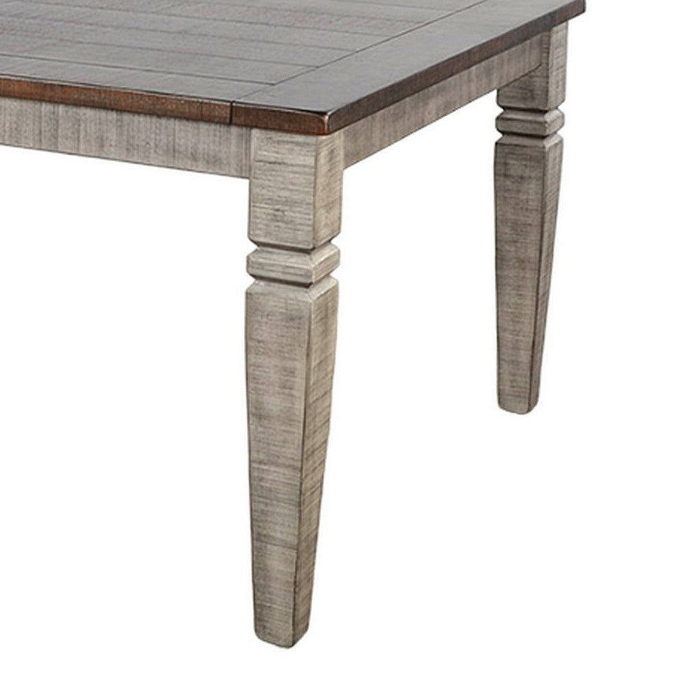 Camie Dining Table Extendable 66-90" Dark Brown Gray Mahogany Wood