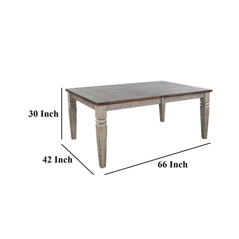 Camie Dining Table Extendable 66-90" Dark Brown Gray Mahogany Wood