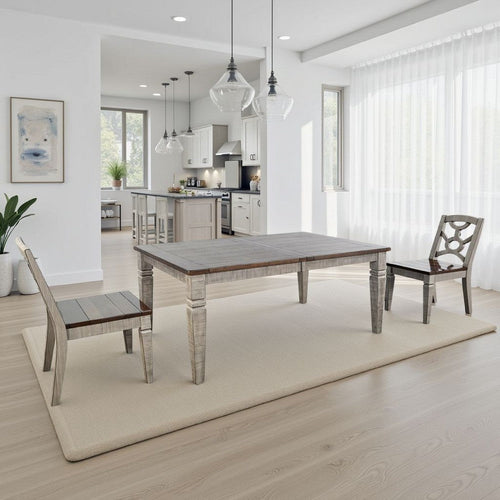 Camie Dining Table Extendable 66-90" Dark Brown Gray Mahogany Wood