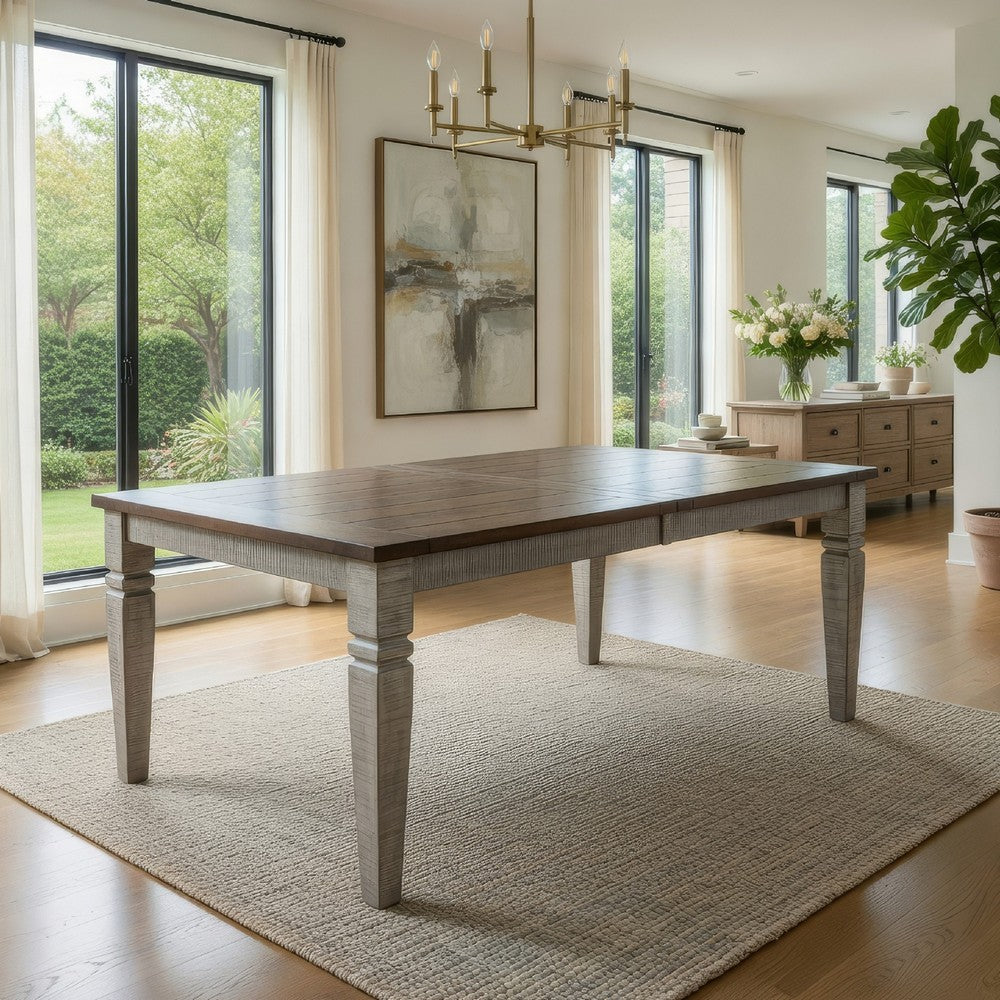 Camie Dining Table Extendable 66-90" Dark Brown Gray Mahogany Wood