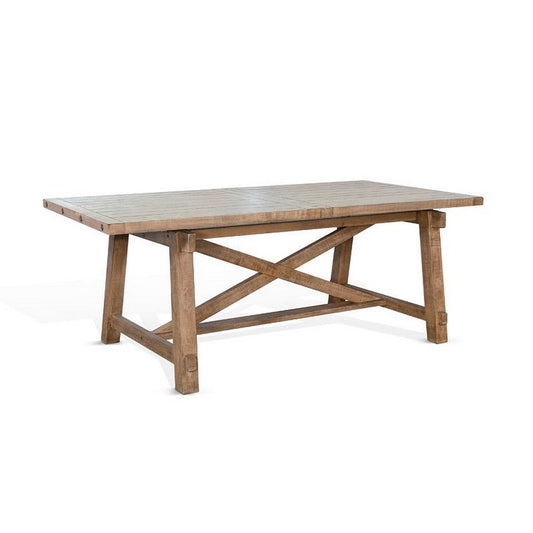 Anva Dining Table with Extendable Plank Top, 76-96" Brown Mahogany
