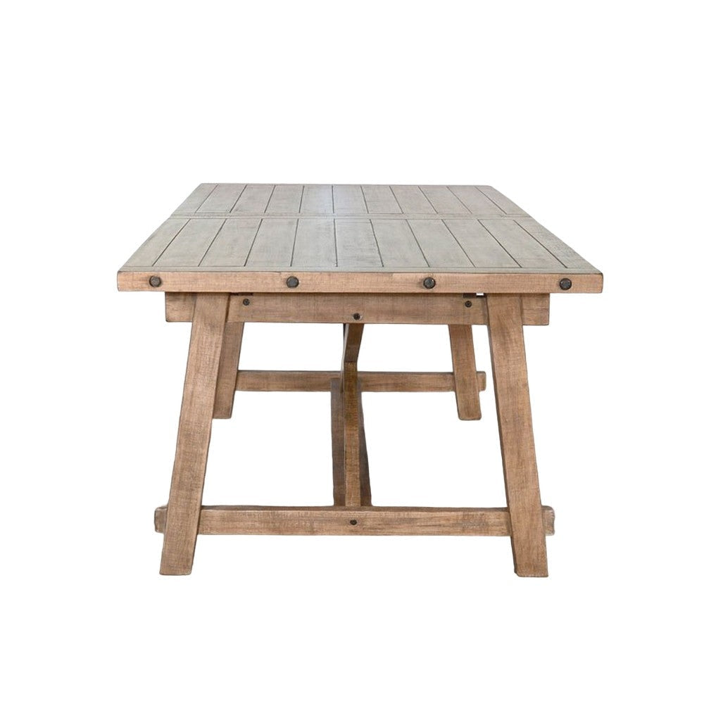 Anva Dining Table with Extendable Plank Top 76-96’’ Brown Mahogany BM325396