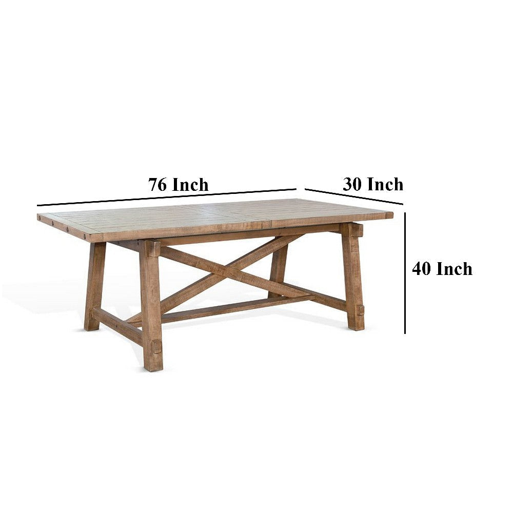 Anva Dining Table with Extendable Plank Top 76-96’’ Brown Mahogany BM325396