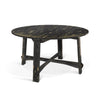 Rena Dining Table, 54" Rustic Round Planked Black Smoke Mahogany Wood