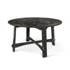 Rena Dining Table, 54" Rustic Round Planked Black Smoke Mahogany Wood