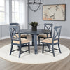 Rena Dining Table, 54" Rustic Round Planked Ocean Blue Mahogany Wood