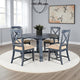 Rena Dining Table, 54" Rustic Round Planked Ocean Blue Mahogany Wood
