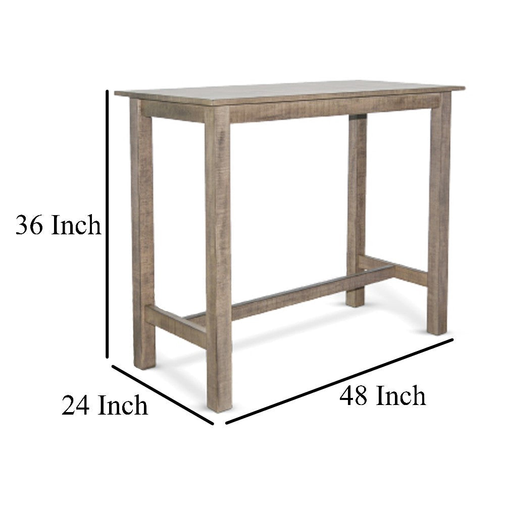 Rena Counter Table 48’’ Rustic Rectangular Beige Pebble Mahogany Wood BM325400