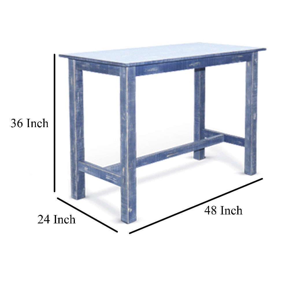 Rena Counter Height Table 48’’ Rectangular Ocean Blue Mahogany Wood BM325404