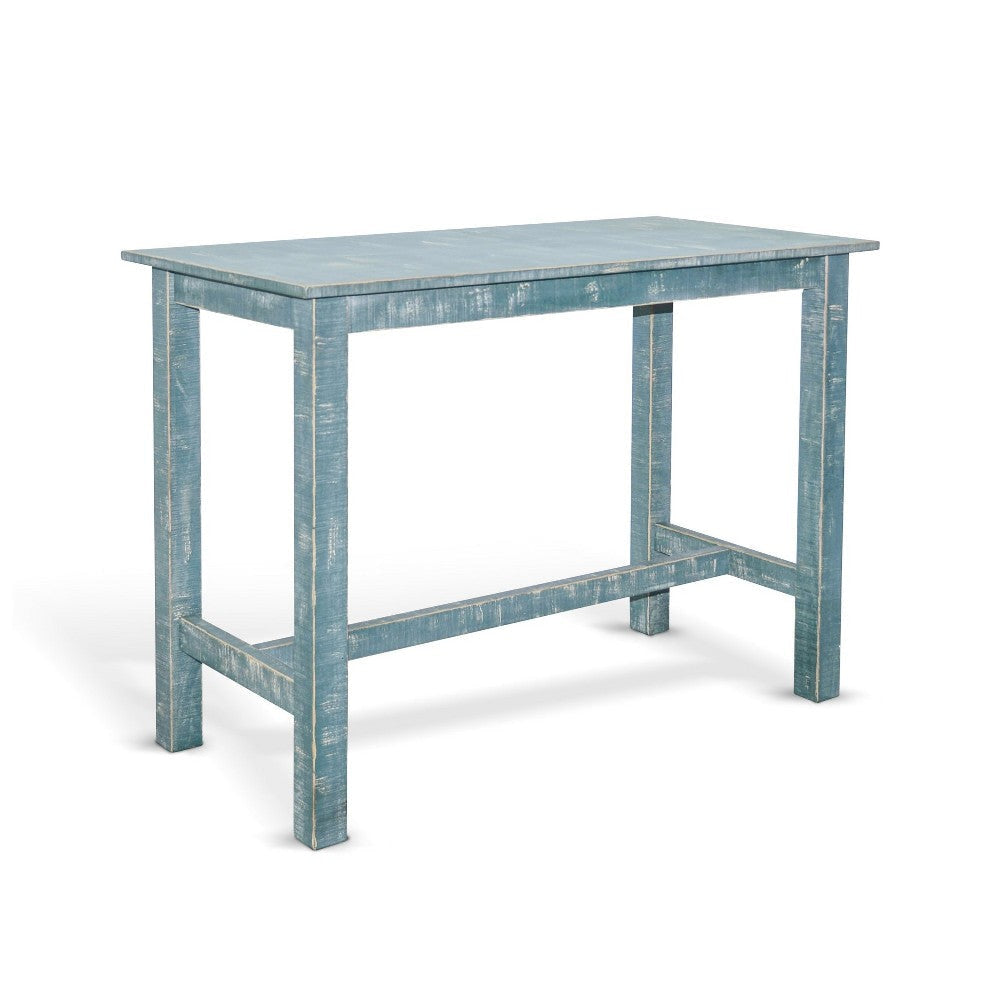 Rena Counter Table, 48" Rustic Rectangular Grass Green Mahogany Wood