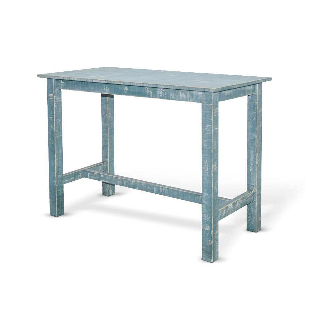 Rena Counter Table 48’’ Rustic Rectangular Grass Green Mahogany Wood BM325406