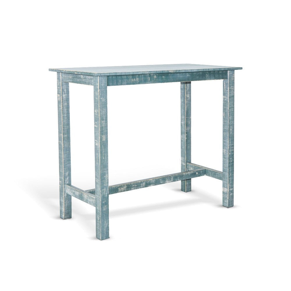 Rena Bar Height Table, 48" Rustic Rectangular Seagrass Mahogany Wood