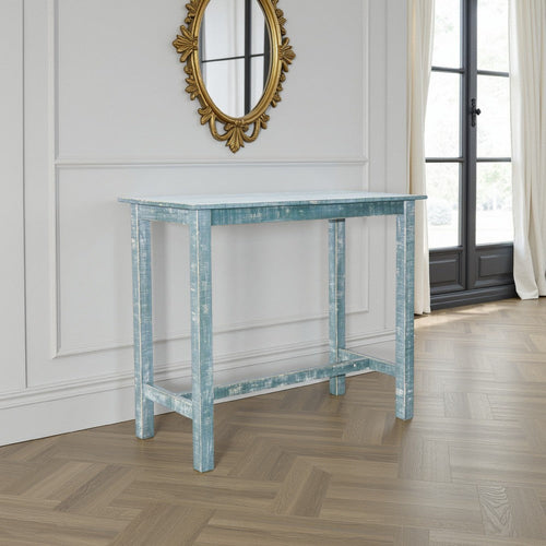 Rena Bar Height Table, 48" Rustic Rectangular Seagrass Mahogany Wood